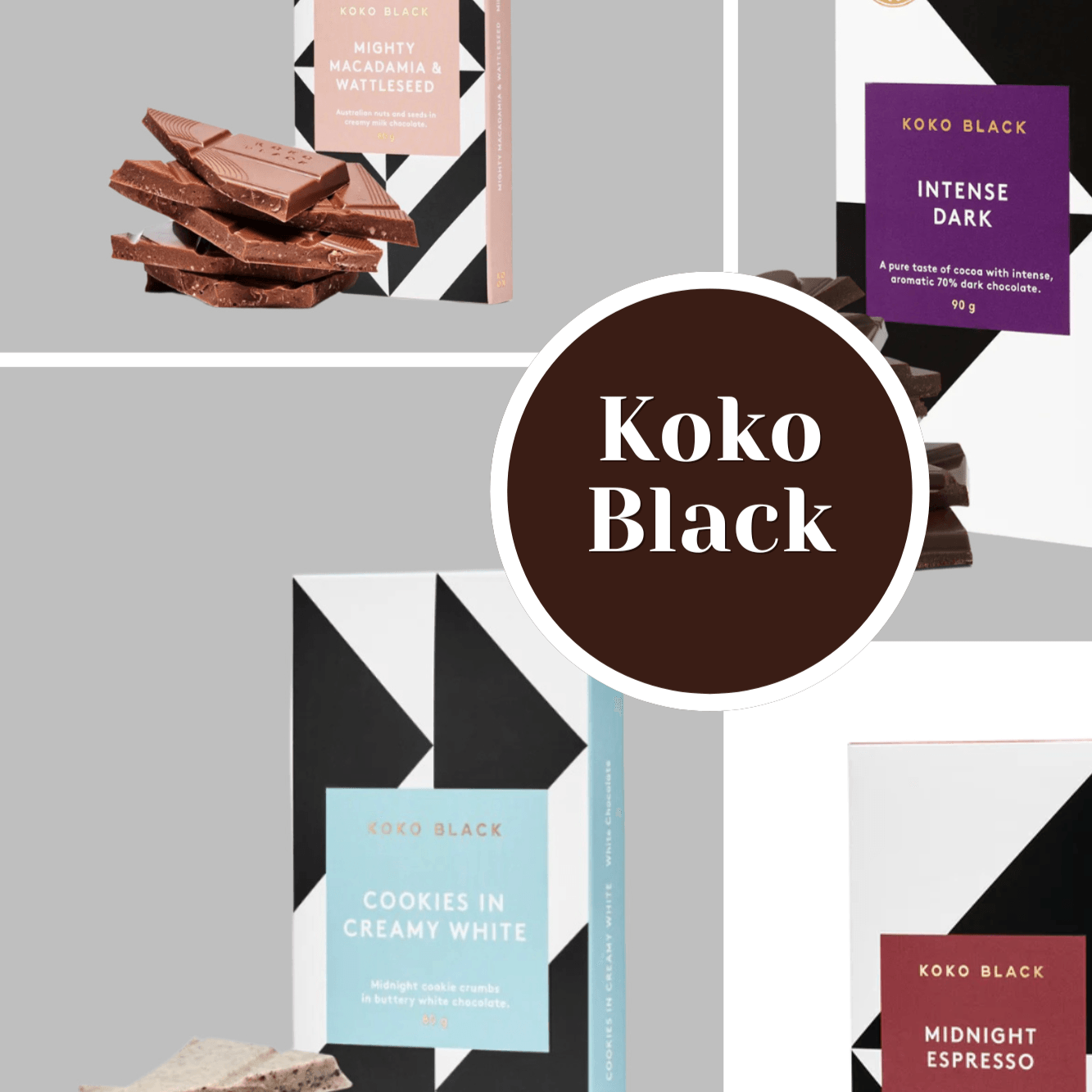 Blocks of Koko Black chocolates of various different flavours