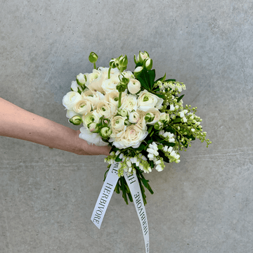 White ranunculus posy